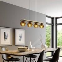 Lindby Enrique linear pendant lamp, amber, 4-bulb