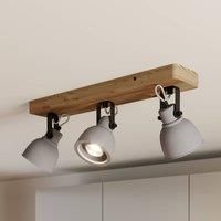 Lindby Mitis ceiling light, pine wood, 3-bulb