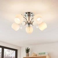 Lindby Feodora ceiling light in glass, five-bulb