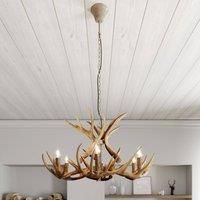 Lindby Fibi hanging light, antlers, brown