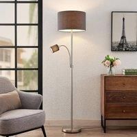 Floor Lamp /'Jaileen/' (Modern) in Silver Made of Textile for e.g. Living Room & Dining Room (1 Light Source,) from Lindby | Standard Lamp