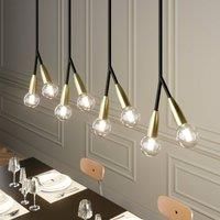 Lucande Carlea hanging lamp 8-bulb black and brass