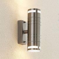 Outdoor Wall Light /'Catalin/' dimmable (Modern) in Silver Made of Stainless Steel (2 Light Sources, GU10) from Lindby | Wall lamp for Exterior/Interior Walls, House, Terrace und Balcony