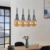 Lucande Gesja pendant lamp, 4-bulb, long, chrome