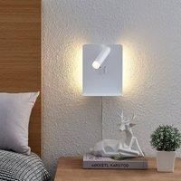 Lucande Zavi LED wall spotlight, shelf, USB, white