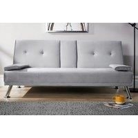 Modern Velvet 3 Seater Sofa Bed Tufted Grey Fabric Upholstery Track Arms Visnes