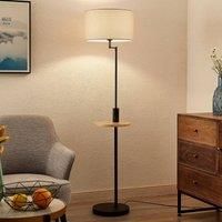 Lindby Zinia floor lamp with shelf and USB, black