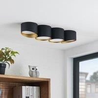 Lindby Kianush ceiling light 4-bulb long black