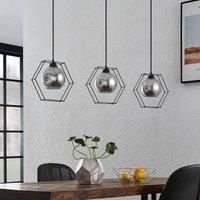 Lindby Dajanira pendant light, three-bulb, grey