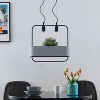 Lucande Teona hanging light with concrete 2-bulb