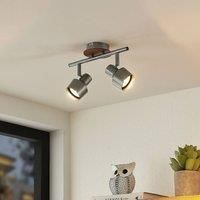 Lindby Ceiling Light /'Sanem/' dimmable in Silver Made of Metal for e.g. Living Room & Dining Room (2 Light Sources, GU10) from floodlight, Spotlight