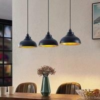 Lindby Emna pendant lamp, 3-bulb, black/gold