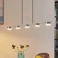 Lindby Kaylou LED pendant light, 5-bulb, nickel