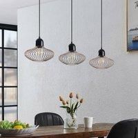 Lindby Justinos hanging light, three-bulb, copper