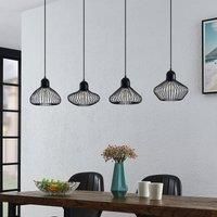 Lindby Raelyn hanging light, four-bulb, black