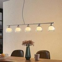 Lucande Kaiya pendant light, glass, five-bulb