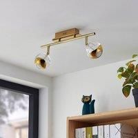 LED Ceiling Light /'Kilio/' (Modern) in Gold Made of Metal for e.g. Living Room & Dining Room (2 Light Sources,) from Lucande | floodlight, Spotlight