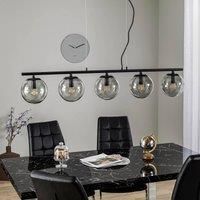 Lucande Sotiana hanging light, 5 globes, black