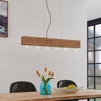 Lindby Malwin wood pendant light, long 6-bulb, E27