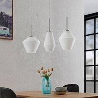 Lindby Ekkis hanging light 3-bulb, long opal white