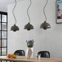 Lindby Gretja hanging light, three-bulb, dark grey