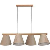 Lucande Jinda pendant light, wood, velvet, grey