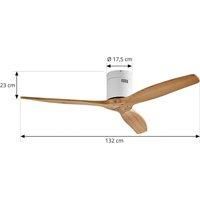 Lucande ceiling fan Vindur, white/wood, DC, quiet