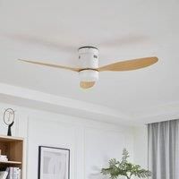 Lucande LED ceiling fan Kayu, white, DC, quiet, 132 cm