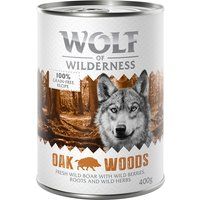 6 x 400g Wolf of Wilderness Adult Wet Dog Food - 5 + 1 Free!* - Classic Oak Woods - Wild Boar