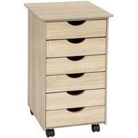 6 drawers mobile office under desk pedestal wooden cabinet cupboard new