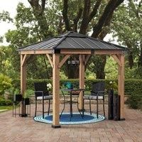 Sunjoy Cedar wood Gazebo RAPI - 273cm x 273cm, Anthracite