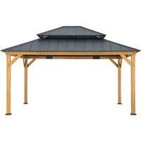 Sunjoy Cedar Wood Gazebo Rimo - 390Cm X 450Cm Anthracite