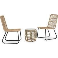 3 Piece Bistro Set Poly Rattan Oak