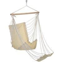 HI Hammock Chair with Footrest Beige Cotton Canvas