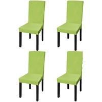 Straight Stretchable Chair Cover 4 pcs Green