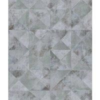 Noordwand Topchic Wallpaper Graphic Shapes Facet Metallic Grey