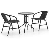 3 Piece Garden Dining Set Black