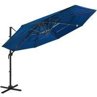 4-Tier Parasol with Aluminium Pole Azure Blue 3x3 m