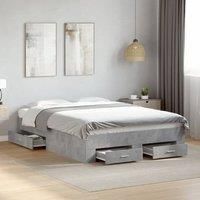 Bed Frame with Drawers without Mattress Concrete Grey 120x200 cm