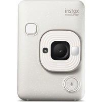 INSTAX mini LiPlay Hybrid instant camera with rear 2.7 inch LCD display screen, Micro SD card slot, USB Type-c charging, Misty White, film sold separately