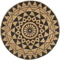 Handmade Rug Jute with Black Print 120 cm