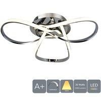 AUROLITE AL1015D Contemporary LED Chrome Semi Flush Ceiling Light, 12W 2200LM, Dimmable, 3000K Warm White, Modern Swirl Design, Ideal for Lounge, Living Room and Bedroom