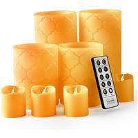 Furora LIGHTING LED Flameless Candles with Remote – Battery-Operated Flameless Candles Bulk Set of 8 Fake Candles – Small Flameless Candles & Christmas Centerpieces for Tables, Orange Nordic