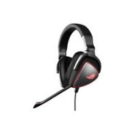 ASUS ROG gaming headset with red LED lighting rings, a microphone and USB-C® connection for gaming on PCs, Macs, smartphones and gaming consoles