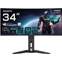 Gigabyte MO34WQC2 34” OLED WQHD Curved Gaming Monitor- 3440 x 1440, 240Hz, 0.03ms, FreeSync Premium Pro, DisplayHDR 400 True Black, HDMI 2.1