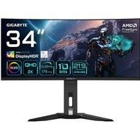 Gigabyte MO34WQC 34” OLED WQHD Curved Gaming Monitor- 3440 x 1440, 175Hz, 0.03ms, FreeSync Premium Pro, DisplayHDR 400 True Black, HDMI 2.1,