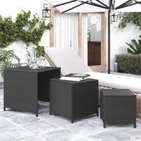 Nesting Tables 3 pcs Black Poly Rattan