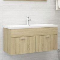 Sink Cabinet with Built-in Basin Sonoma Oak Engineered Wood