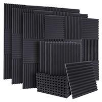 50Pcs Acoustic Soundproof Foam Sound Absorbing Panels Sound Insulation Panels Wedge for Studio Walls Ceiling,1X12X12Inch