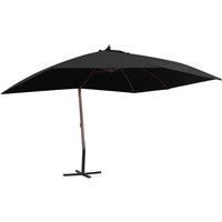 Hanging Parasol with Wooden Pole 400x300 cm Black